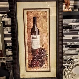 Framed Wine Bottle and Grapes Art Print